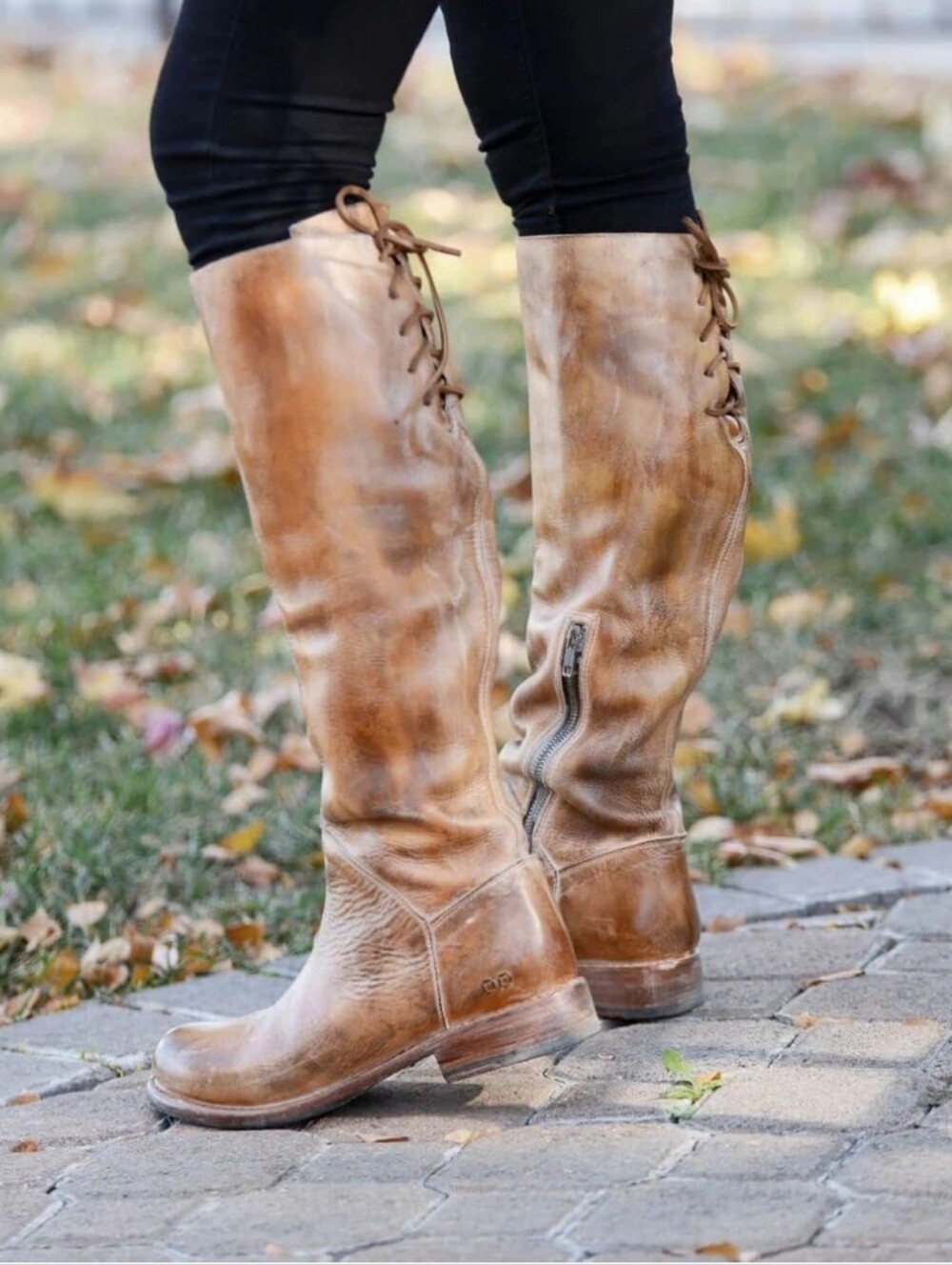 BED STU MANCHESTER TALL LEATHER LACE UP RIDING BOOTS TAN RUSTIC WESTERN SZ 7